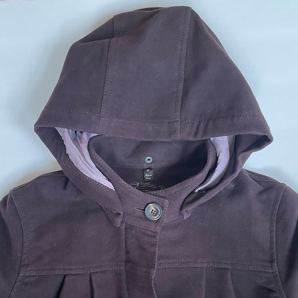 NWOT  7 For All Mankind Hooded Jacket Button / Pocket Detail Dark Plum - Picture 5 of 12